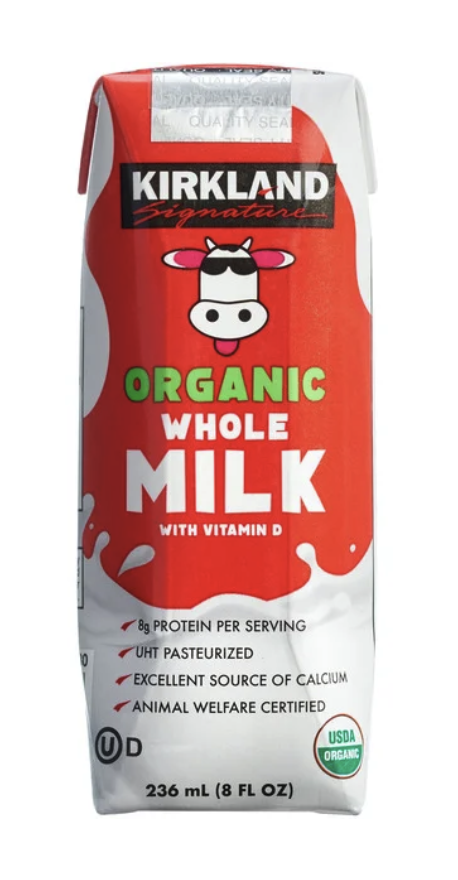image of a costco organic milk container
